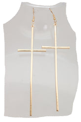 Long Cross Dangle Earrings